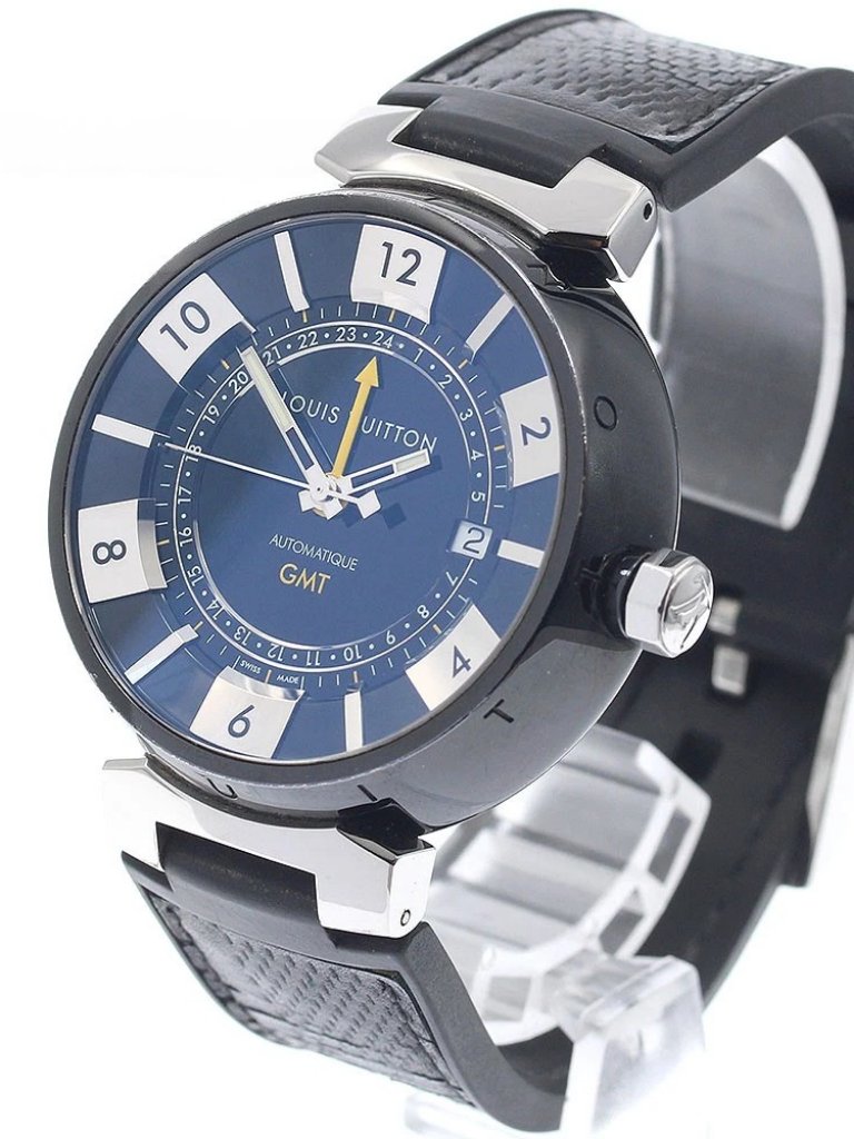 Louis Vuitton Tambour In Black Q113k Gmt Date Automatic Mens Watch956004